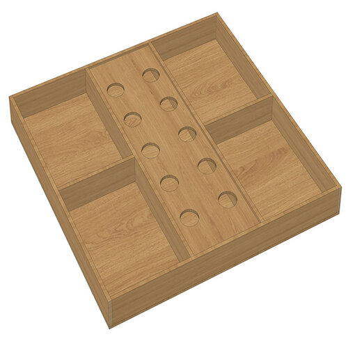 Houten bestekbak op maat, massief essenhout, type U6