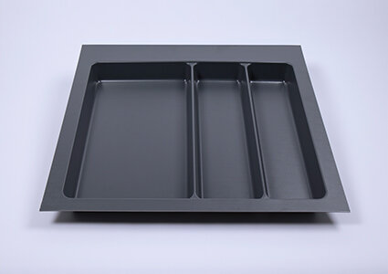 Bestekbak 505 mm tot 550 mm breed met langwerpige vakken, antraciet