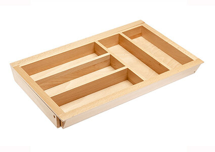 Verstelbare houten bestekbak, 474 mm diep