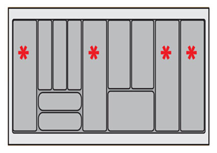 Bestekbak 1091 mm tot 1150 mm breed (Basic), wit