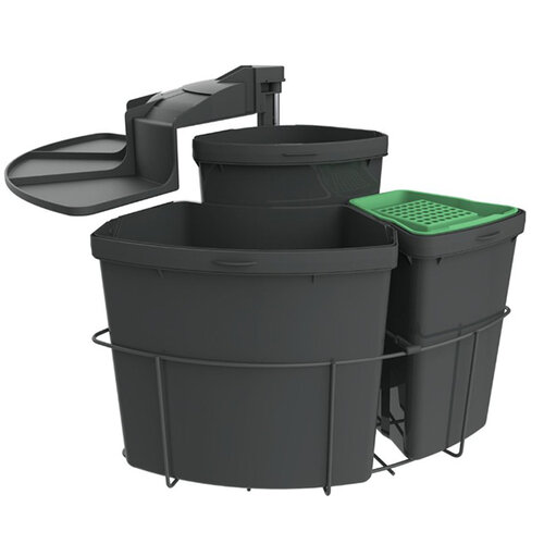 Draaiend afvalemmersysteem met inhoud van 39 liter, antraciet met bio deksel