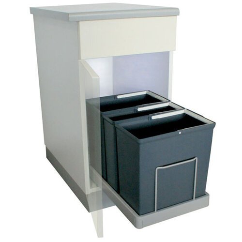 Afvalemmer, afvalsortering op geleider, inhoud 32 (2 x 13 + 1 x  6) liter