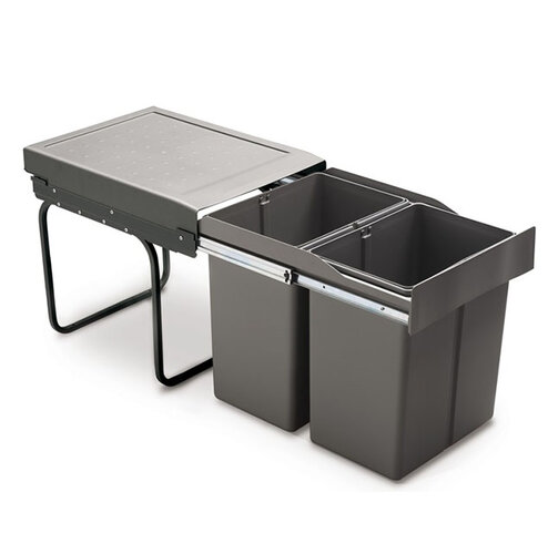 Inbouwafvalemmer, inhoud 2 x 21 liter, type 290, antraciet