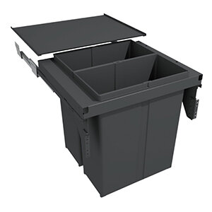 Inbouwafvalemmer Evo 80 liter, geschikt voor kastbreedte 600 mm, antraciet