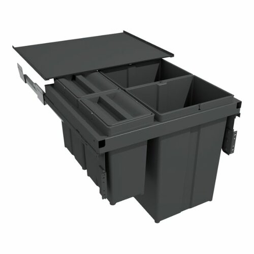 Inbouwafvalemmer Evo 74 liter, geschikt voor kastbreedte 600 mm, antraciet