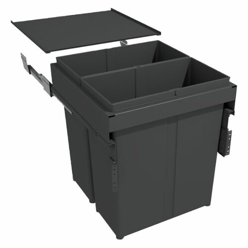 Inbouwafvalemmer Evo 80 liter, geschikt voor kastbreedte 500 mm, antraciet