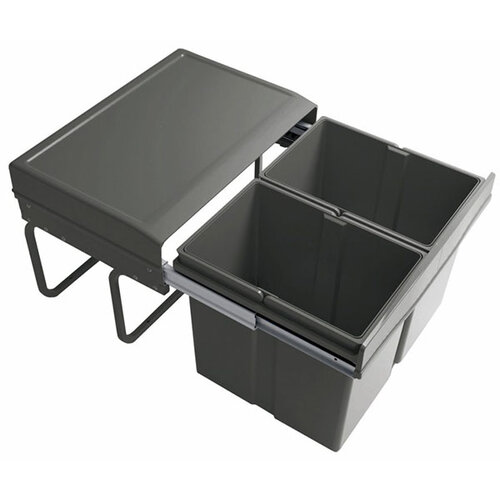 Inbouwafvalemmer, inhoud 2 x 15 liter, type 296, antraciet