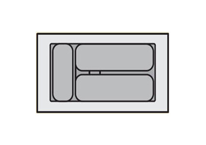Bestekbak 370 mm tot 440 mm breed zilvergrijs (Basic)